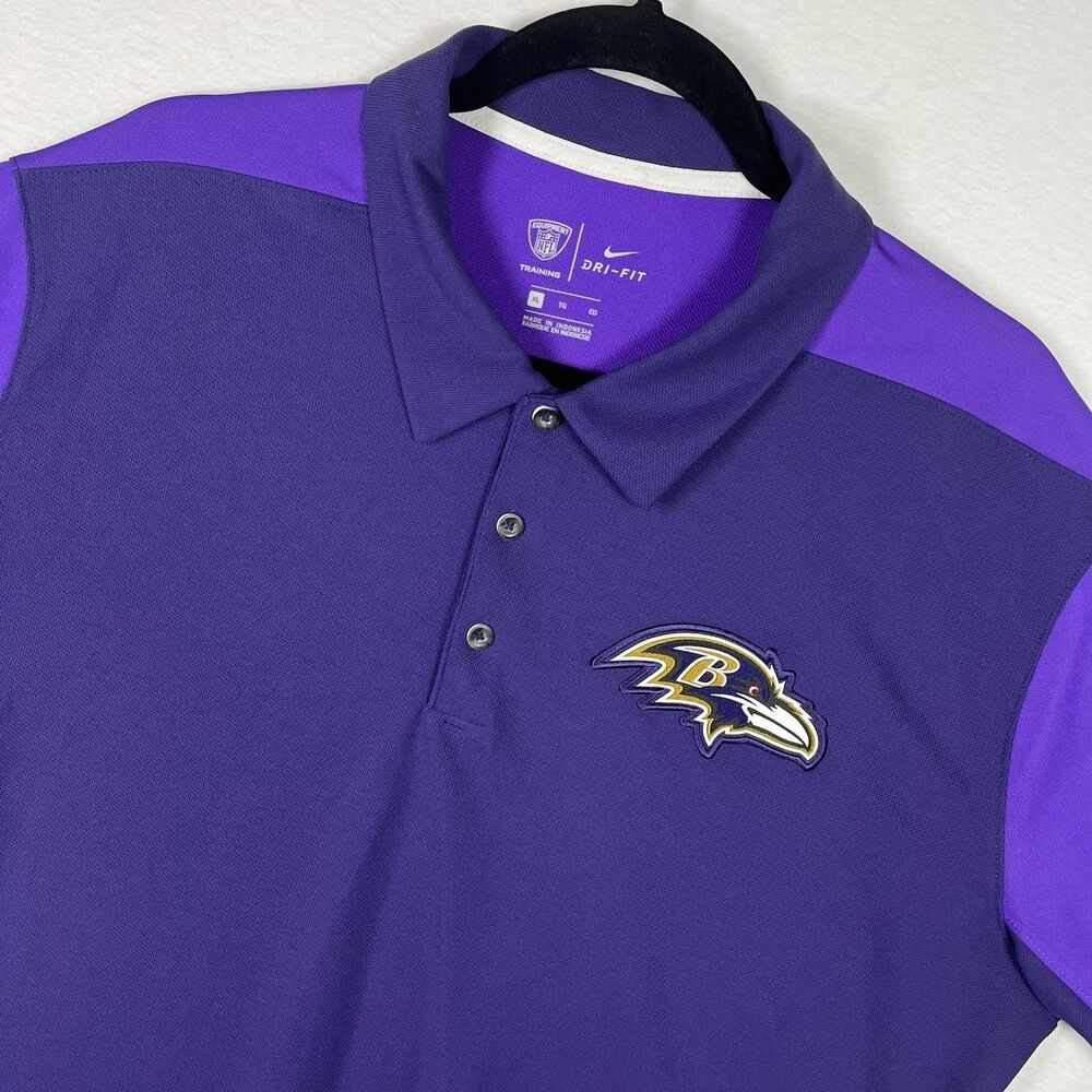Nike Baltimore Ravens NFL Training Polo Shirt Mens XL Purple Dri-FIT Sideline XL